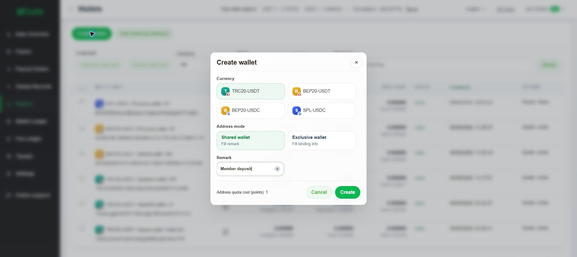 Create a shared wallet, Step 3