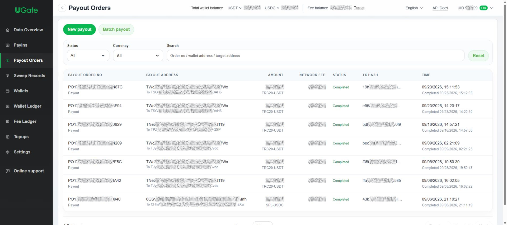 Single and batch payouts, Step 1