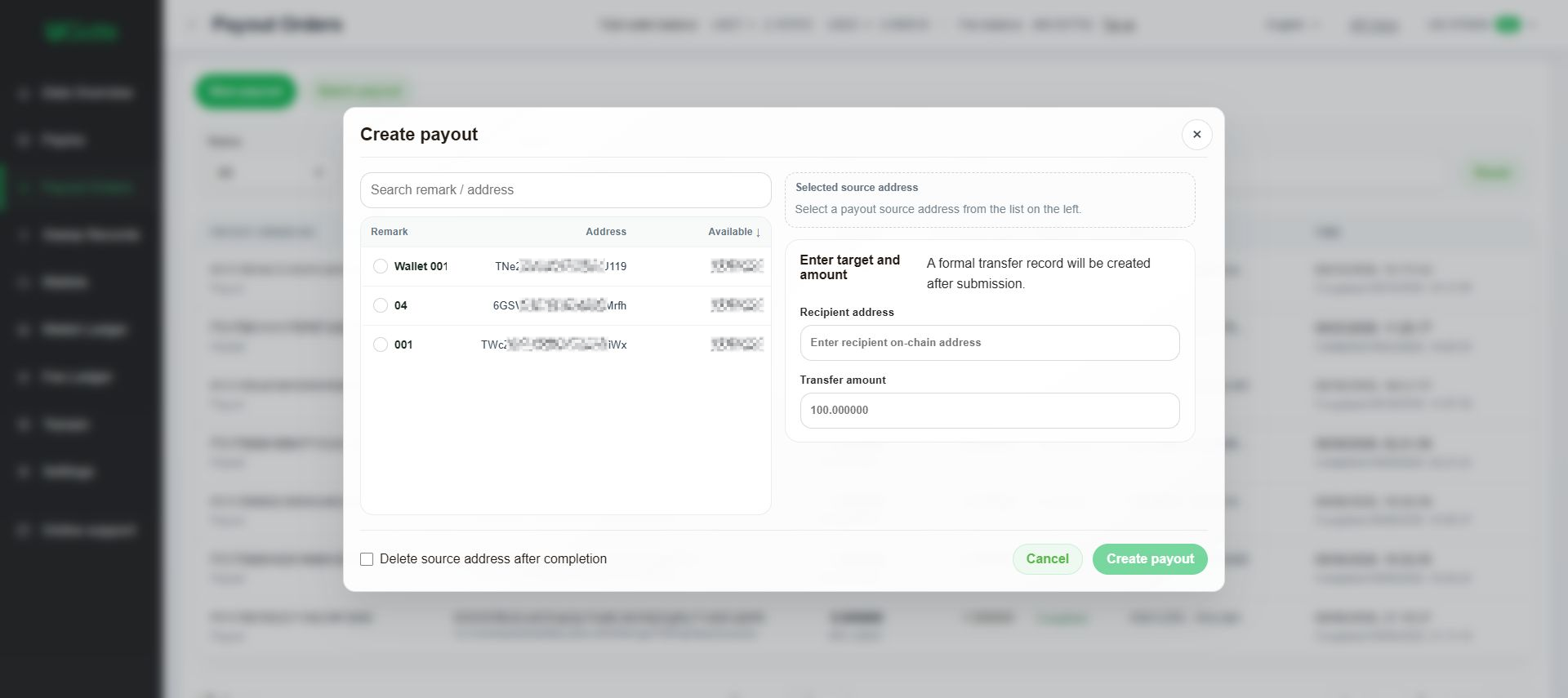 Single and batch payouts, Step 2