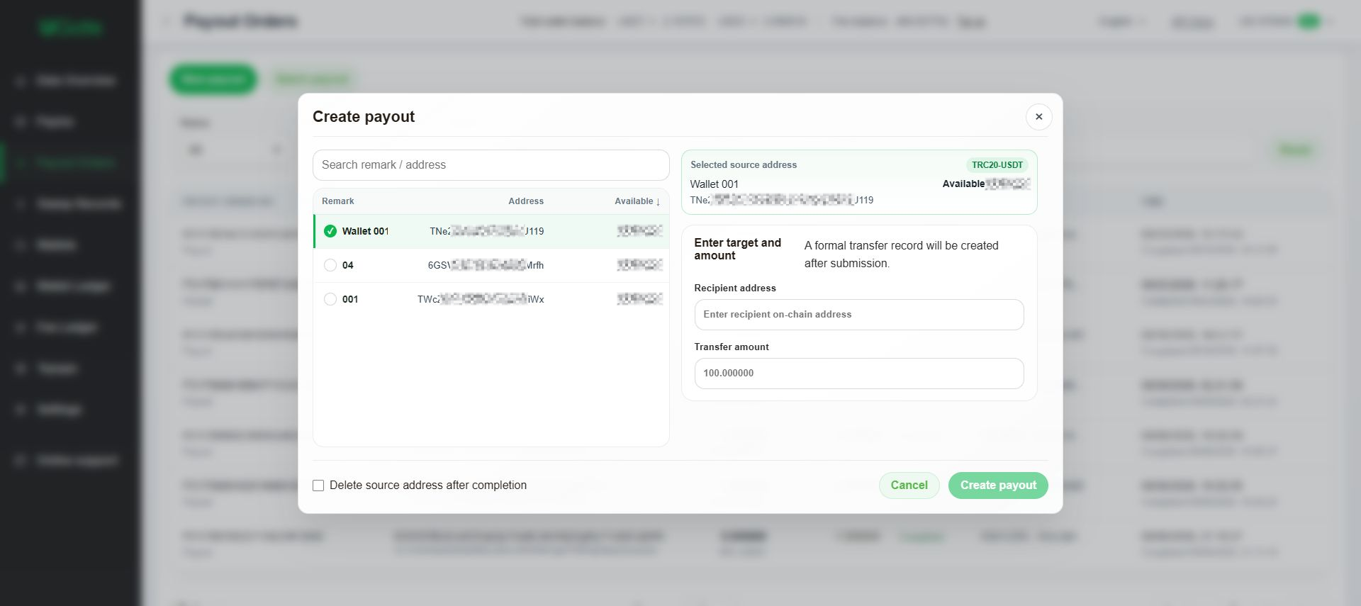Single and batch payouts, Step 3
