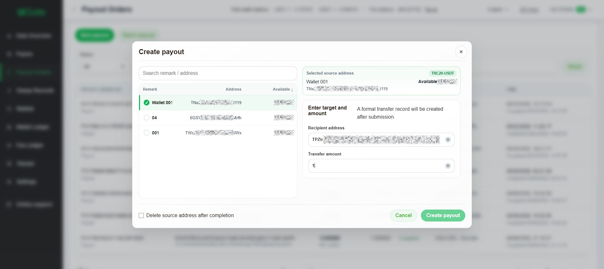 Single and batch payouts, Step 4