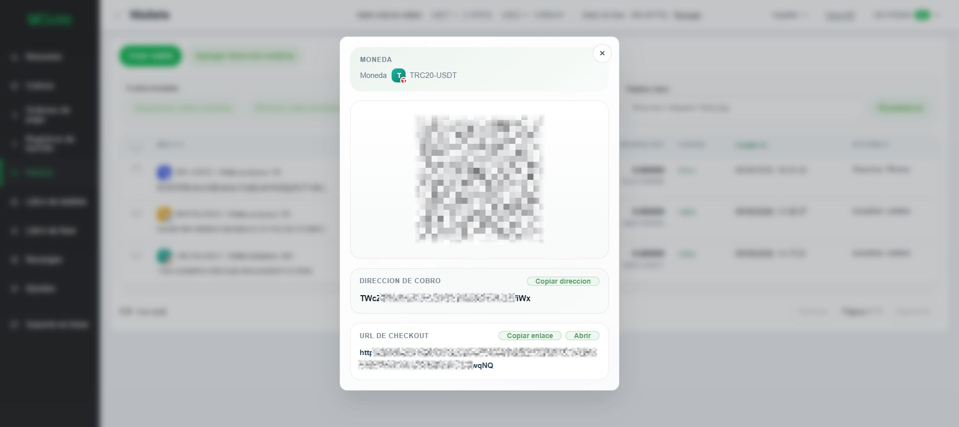 Wallet exclusiva para depósitos — recomendada, Paso 5