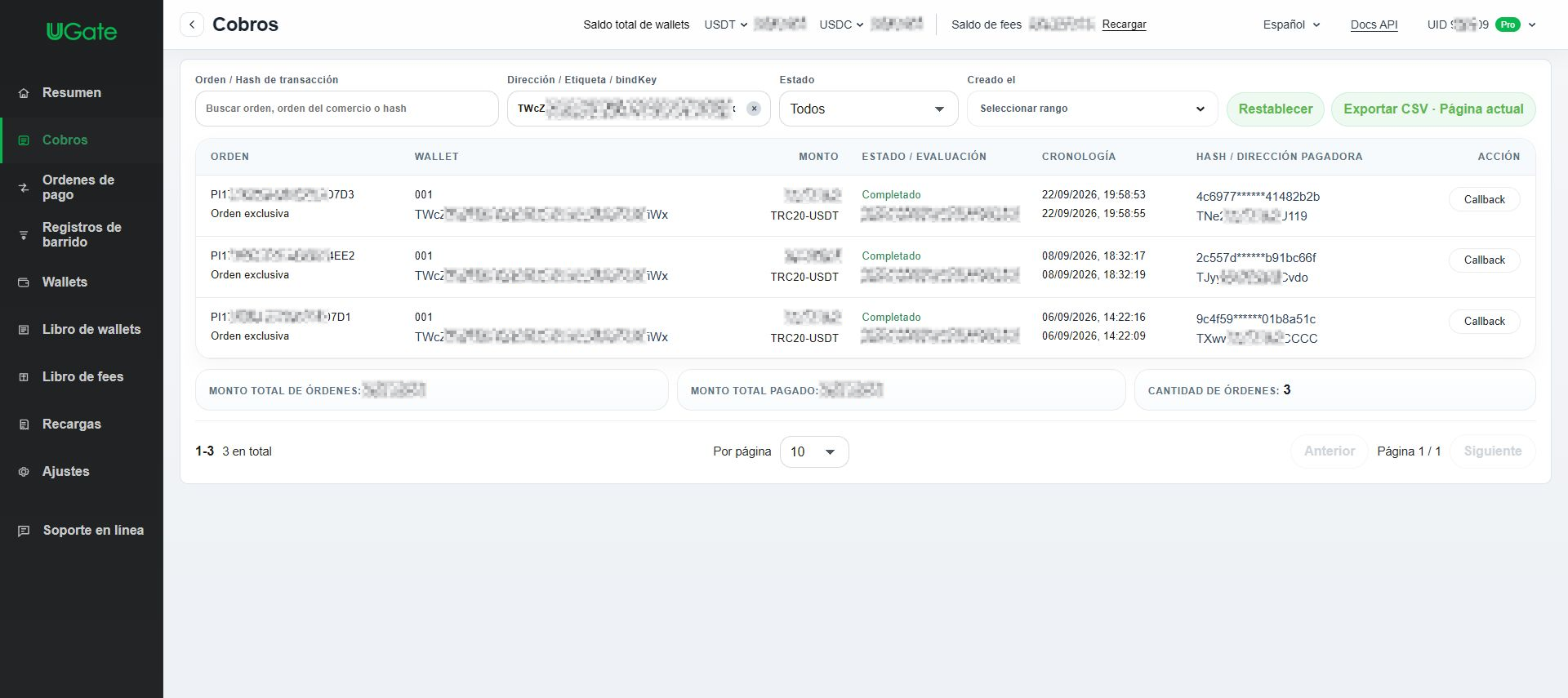 Wallet exclusiva para depósitos — recomendada, Paso 11