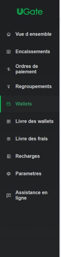 Rapprocher wallets, frais et recharges, Étape 1