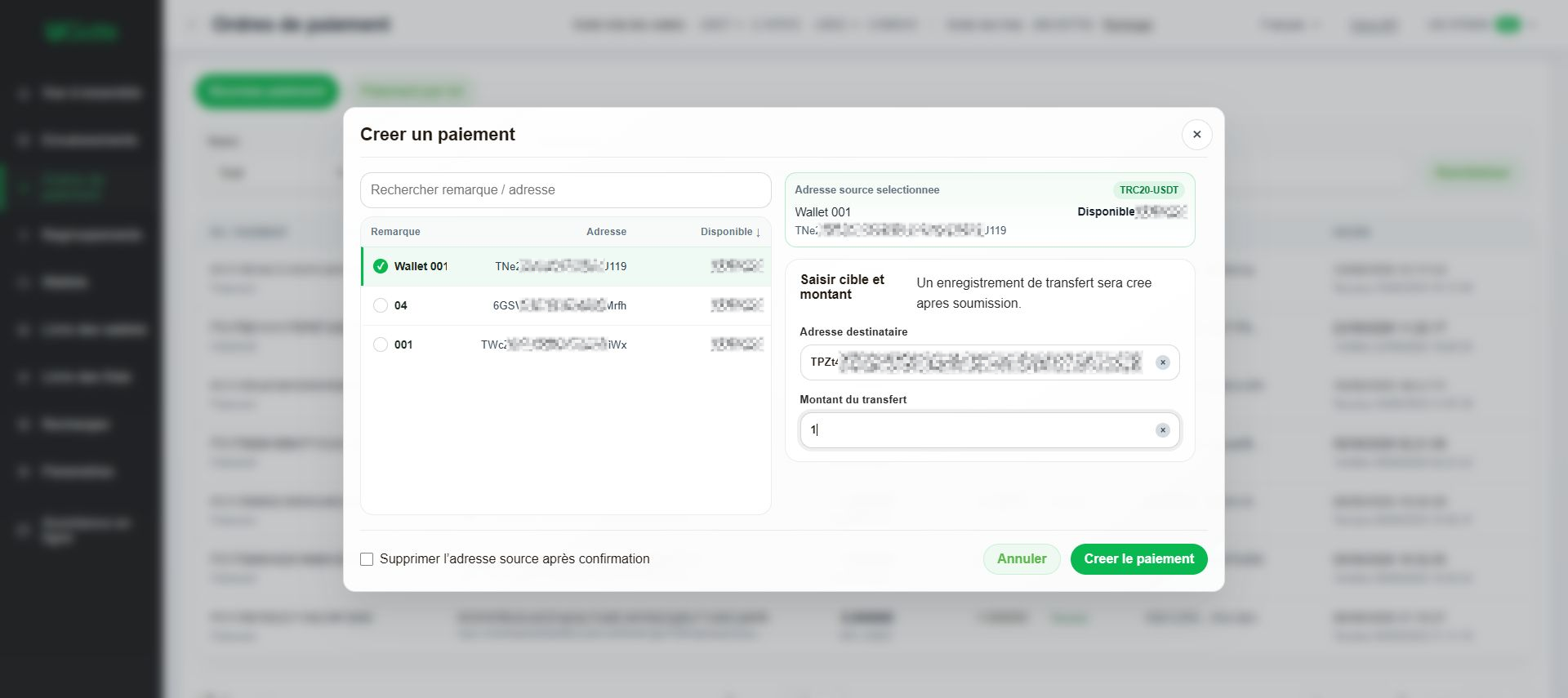 Paiements unitaires et par lots, Étape 4