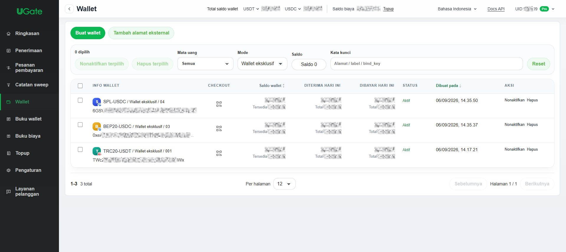Wallet eksklusif untuk deposit — disarankan, Langkah 1