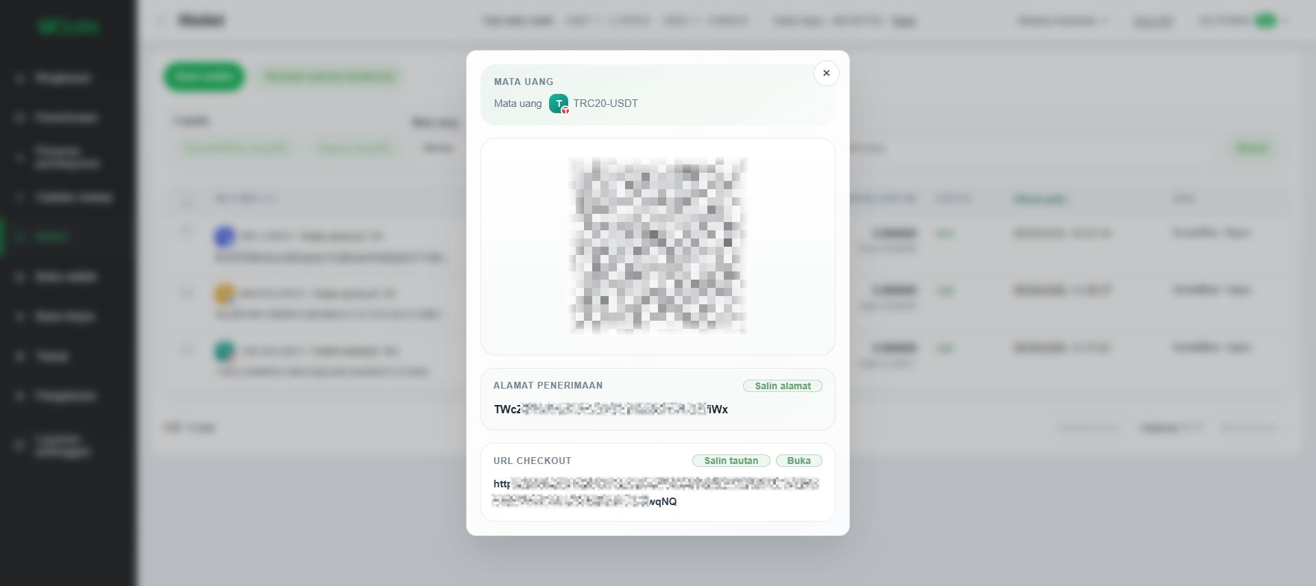 Wallet eksklusif untuk deposit — disarankan, Langkah 5