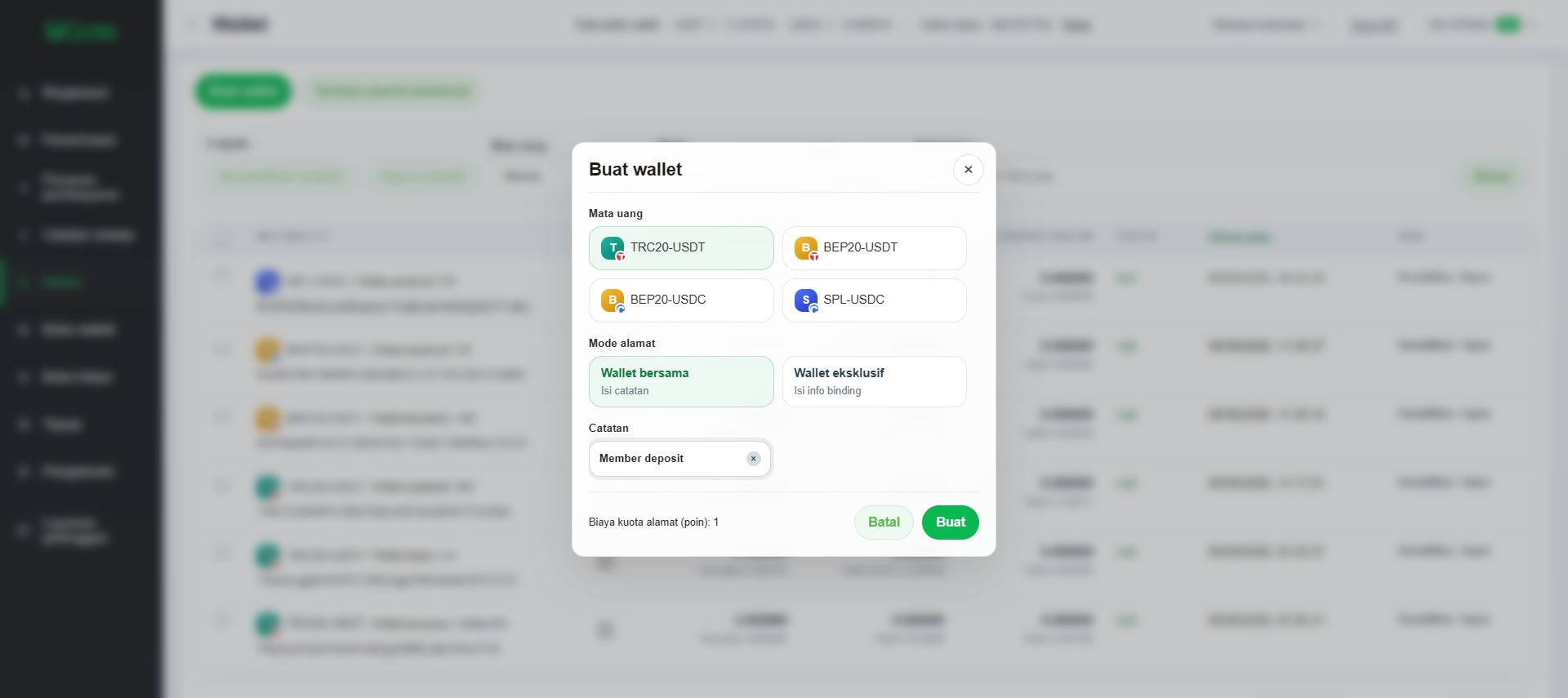 Wallet bersama: menerima nominal tertentu, Langkah 3
