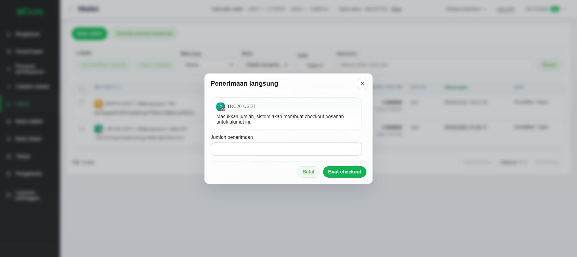 Wallet bersama: menerima nominal tertentu, Langkah 4