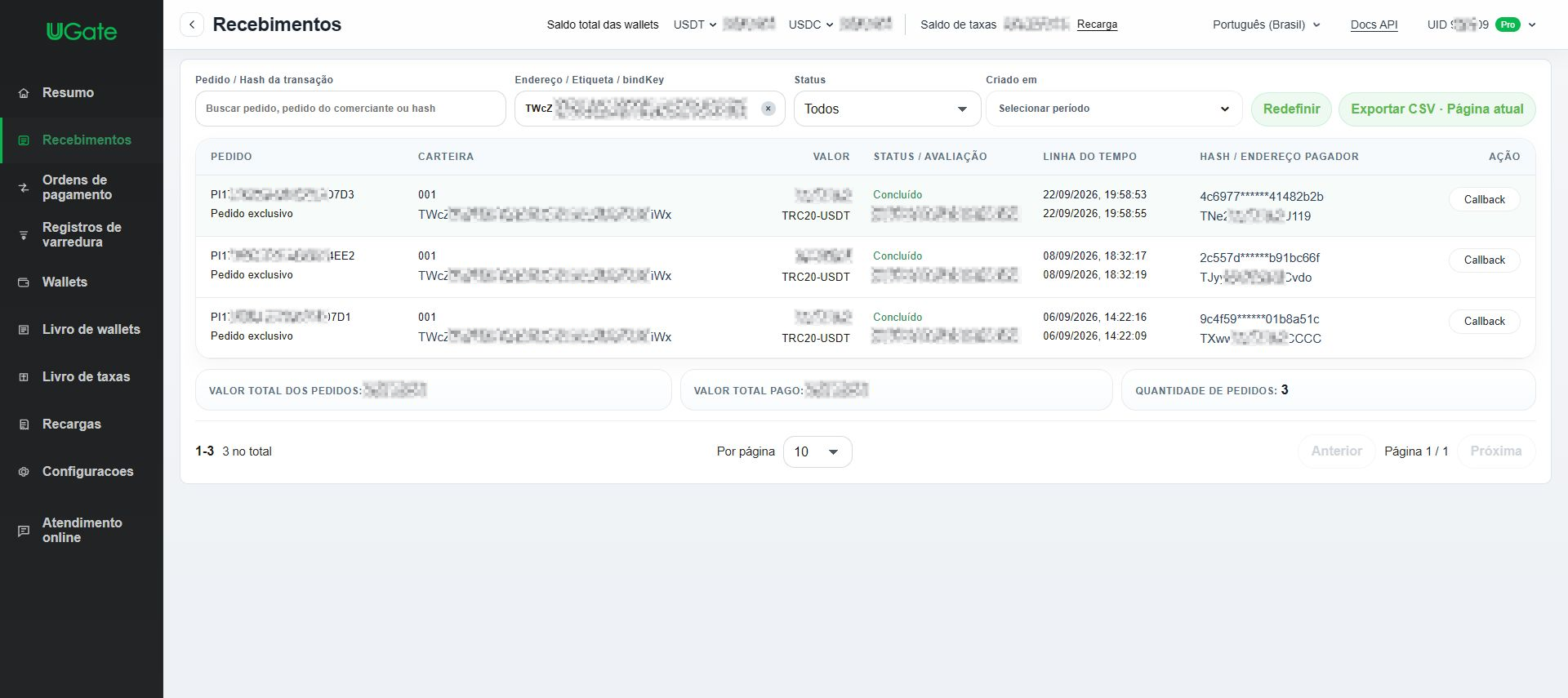 Wallet exclusiva para depósitos — recomendada, Etapa 11